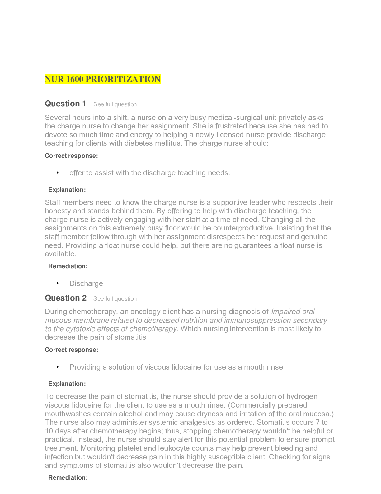 Preview image of NUR 1600 PRIORITIZATION document